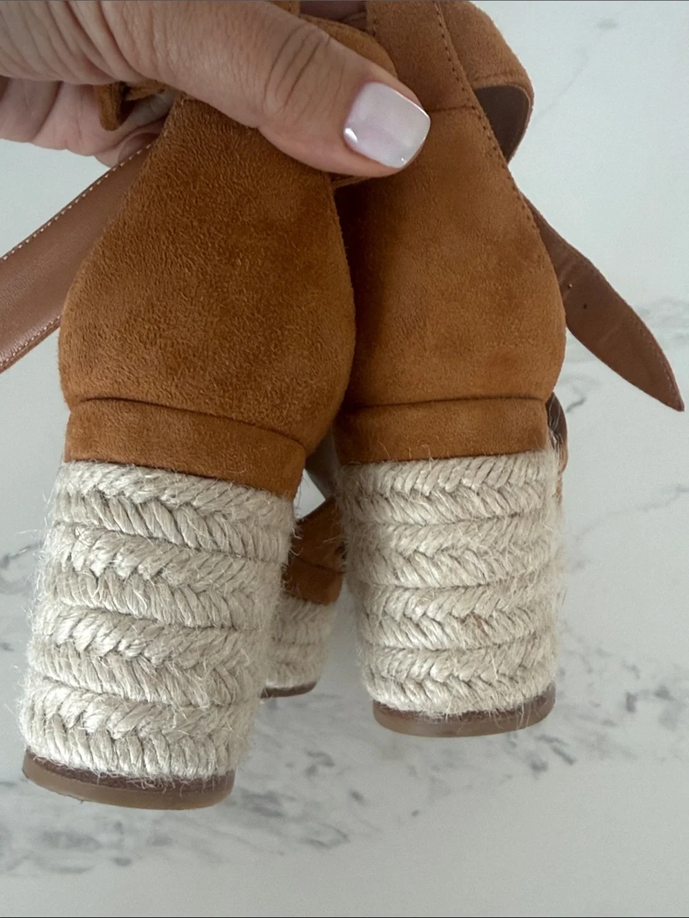 Hermes Tan Suede Espadrille Wedge size 38 Sandals